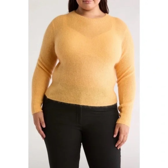 Vince Featherweight Rib Crewneck Sweater Wool Mohair Sunset Tangelo 2X New NWT - Picture 1 of 9